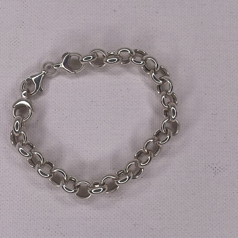Bracelet Italian Sterling Silver 7.5” Rolo Chain Bracelet - Picture 4 of 9